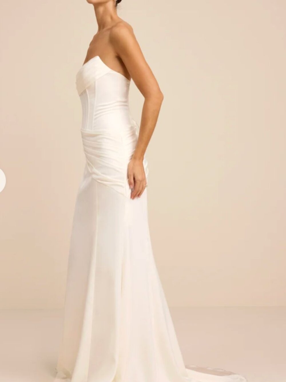 Lulus Claudette White Satin Strapless Bustier Maxi Dress - Size M - Picture 5 of 5